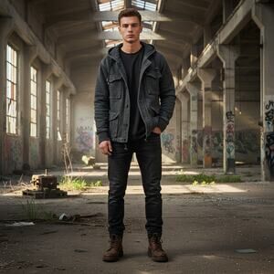 J.Crew 2010 Field Jacket Military Cotton Utility Hooded Coat Mens M BLACK